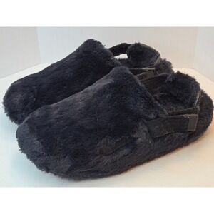 Nike Calm SE Black Faux Fur Slippers Mules FZ3119-001 Womens 9